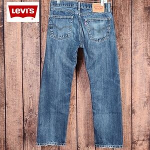 Vtg 32x30 Lgt Distress Straight Fit Mens Heavy Denim Blue Jeans